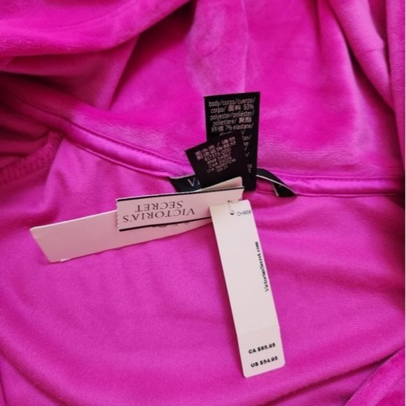 VICTORIA'S SECRET Hot Pink Velour Zip Up Hoodie Size XXL - Picture 10 of 14